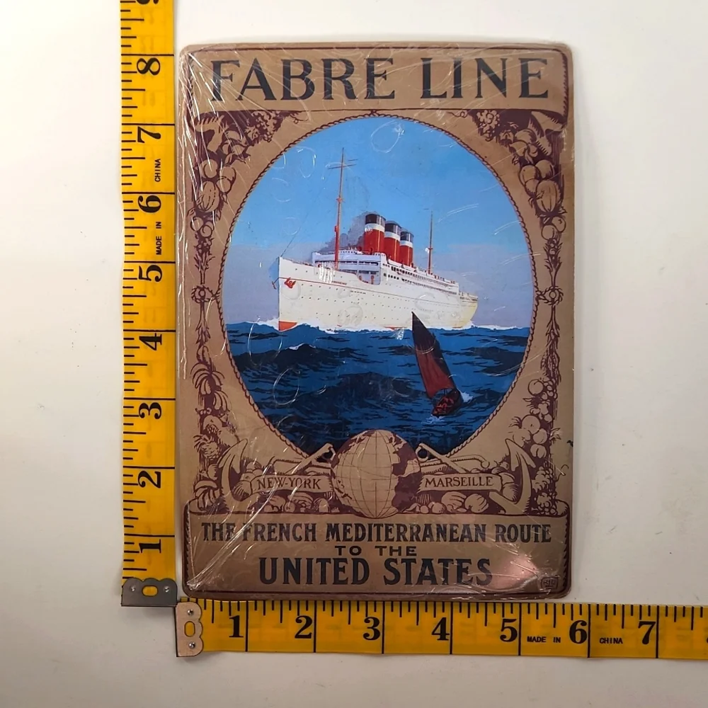 Fabre Line Made in France Metal Postcard NWT Nautical Decor